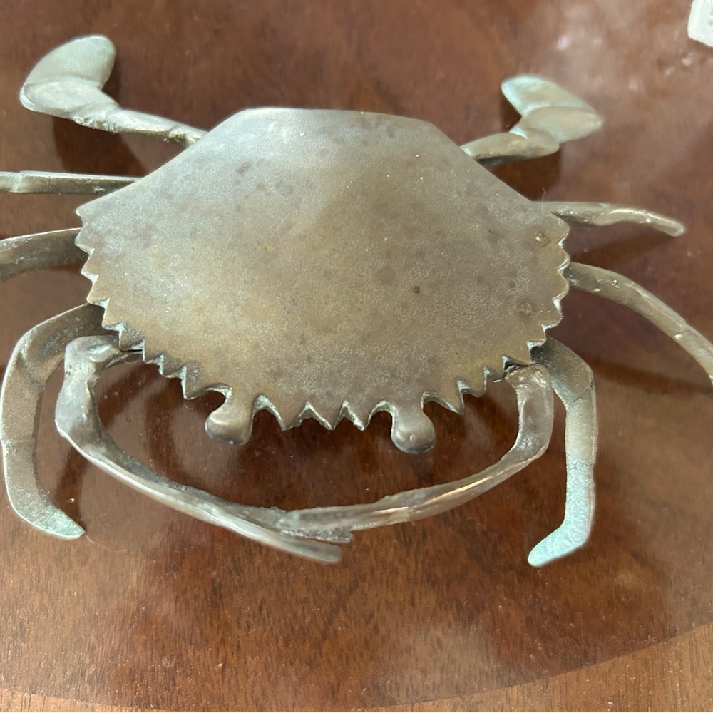Vintage Solid Brass Crab Ashtray